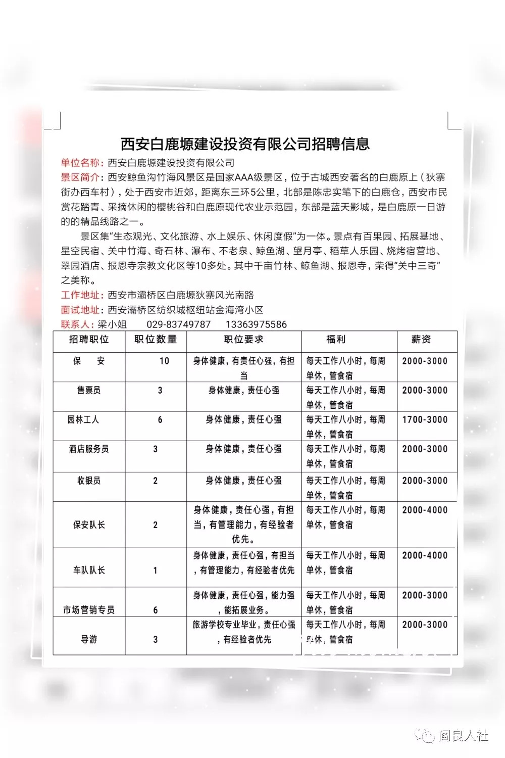 商洛最新招聘信息汇总